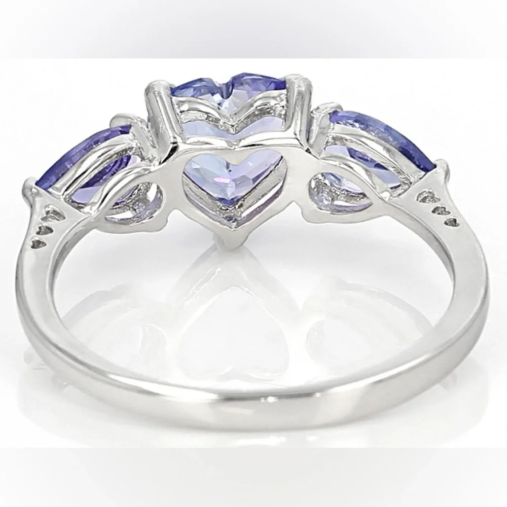 JTV Natural Purple Tanzanite Heart-Shaped Gemstone Ring Sz 6.75 - 925 - NWOT - Picture 3 of 3